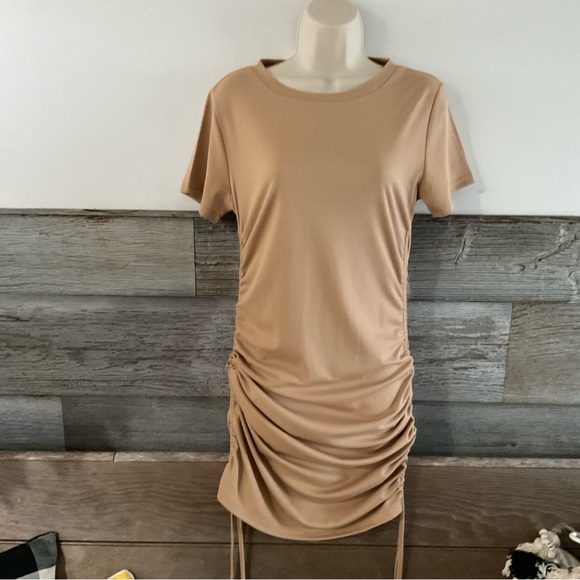 Shein khaki side-ruching drawstring bodycon dress size small - Picture 6 of 8